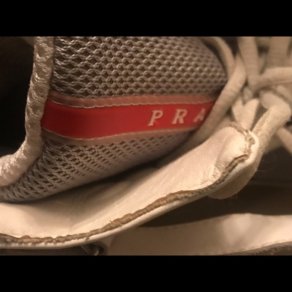 PRADA GREY & WHITE  HIGHTOP SNEAKERS - Picture 6 of 8